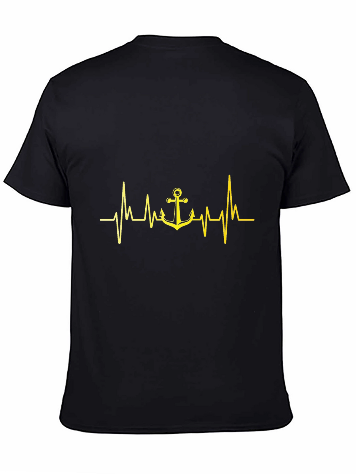 Anchor Heartbeat Graphic Tee - Black Cotton T-Shirt