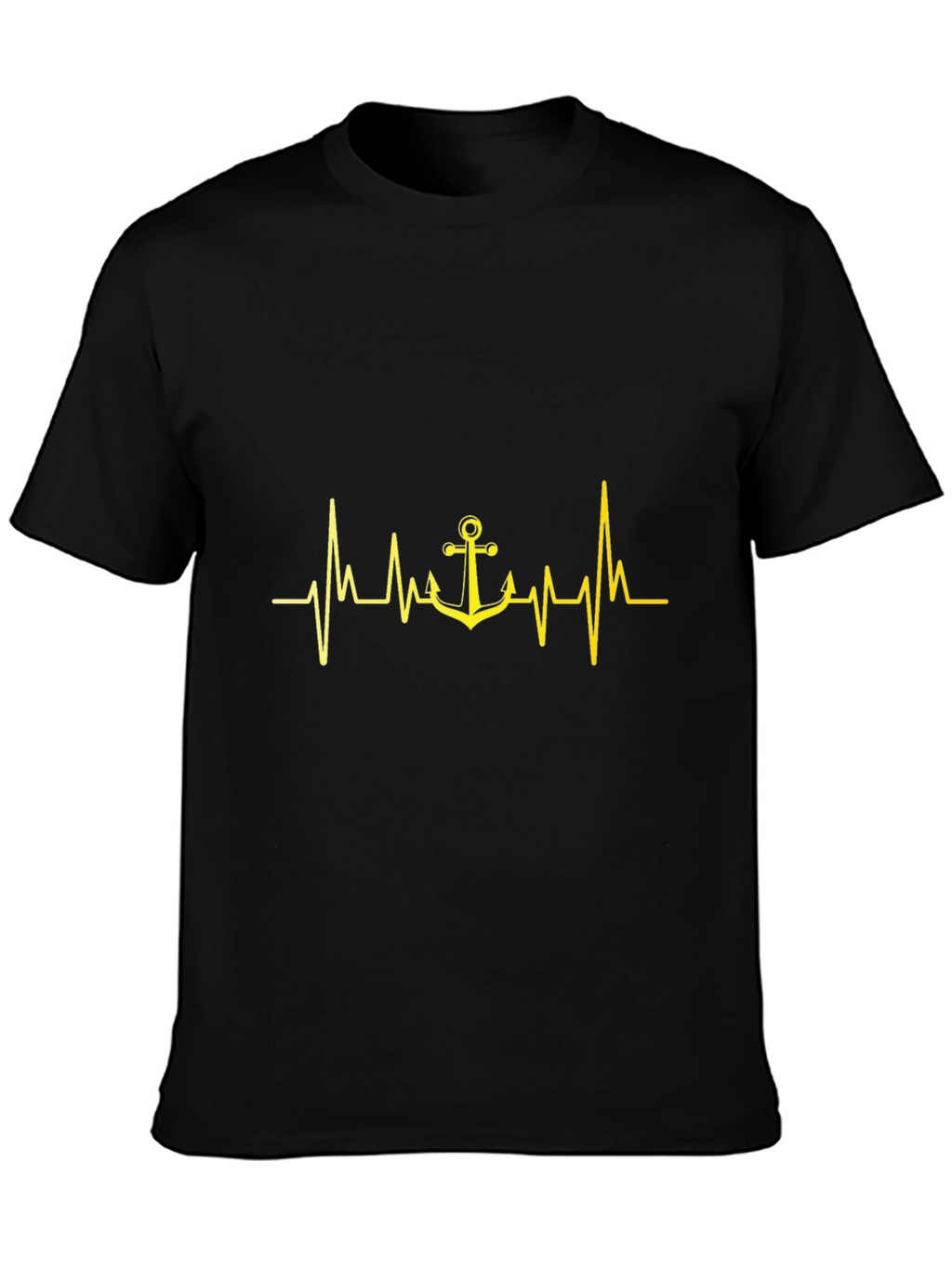 Anchor Heartbeat Graphic Tee - Black Cotton T-Shirt