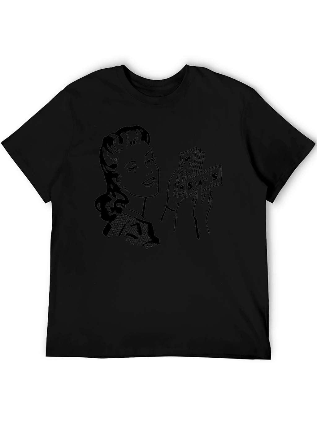 Retro Woman with Money Graphic Tee