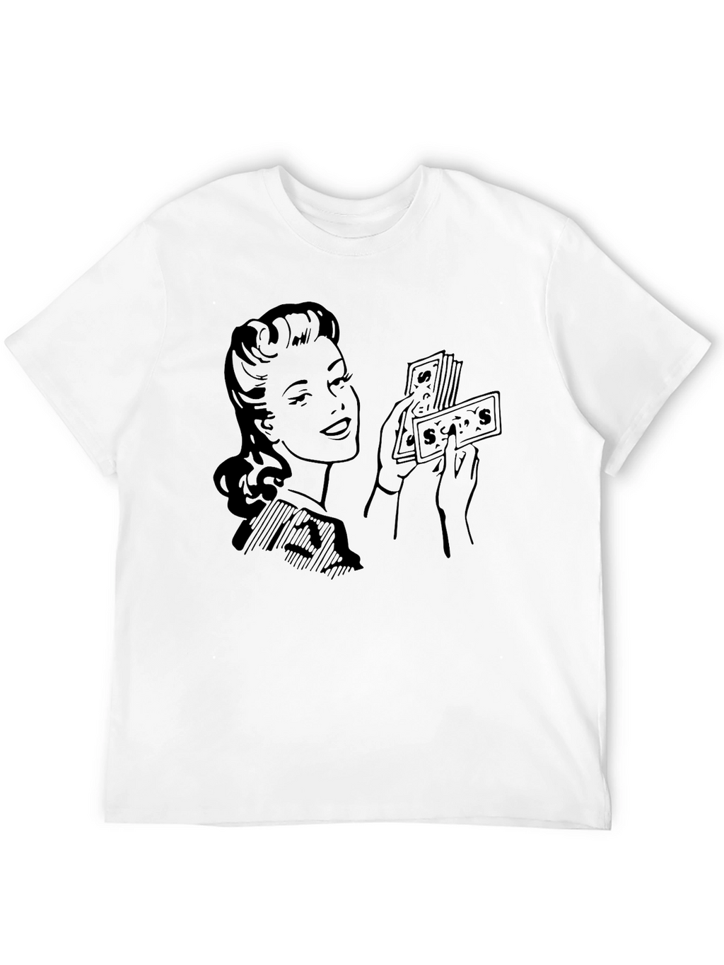 Retro Woman with Money Graphic Tee