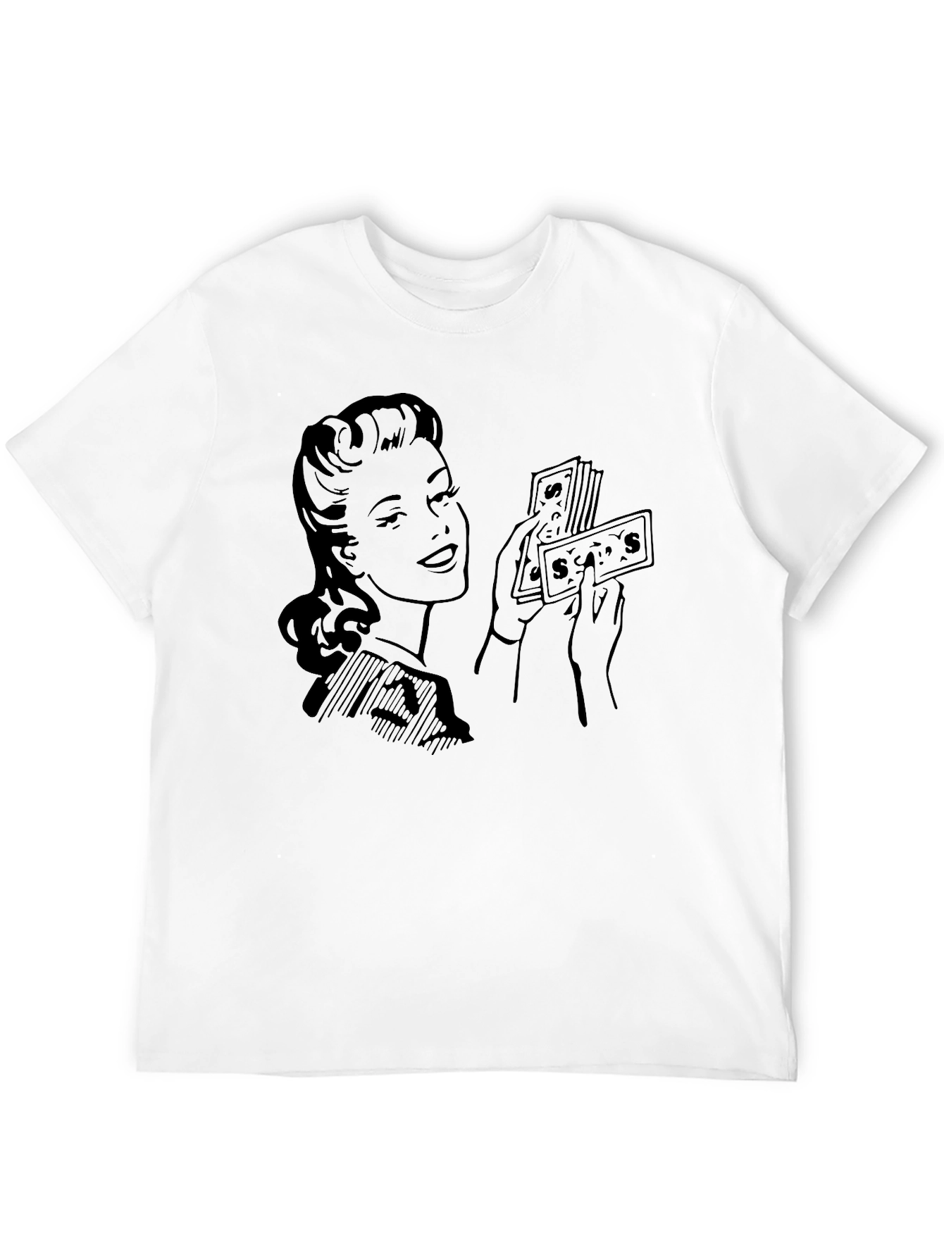 Retro Woman with Money Graphic Tee