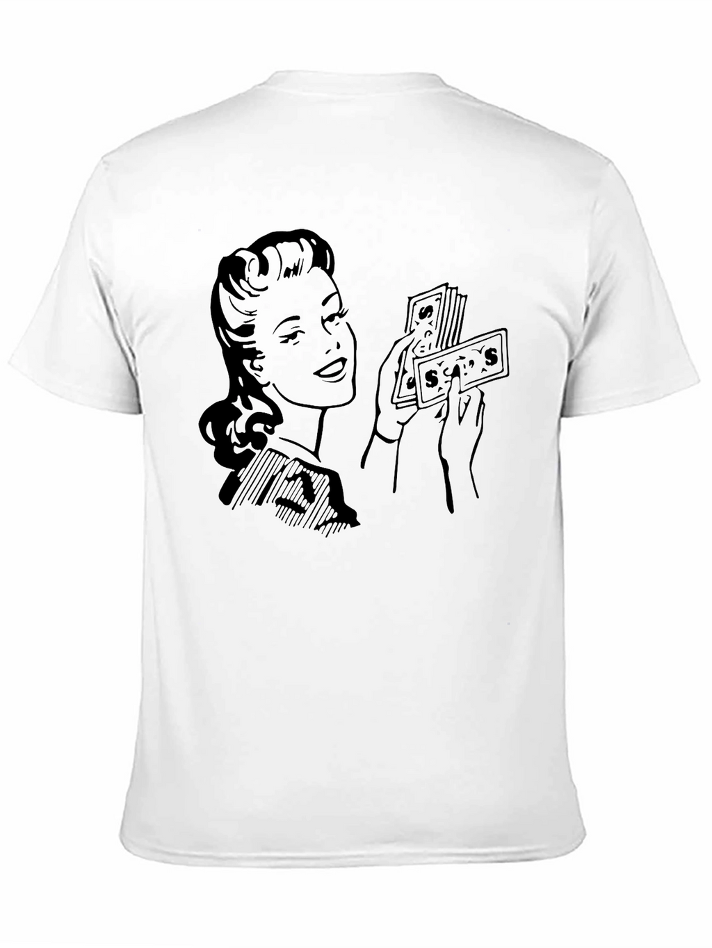 Retro Woman with Money Graphic Tee