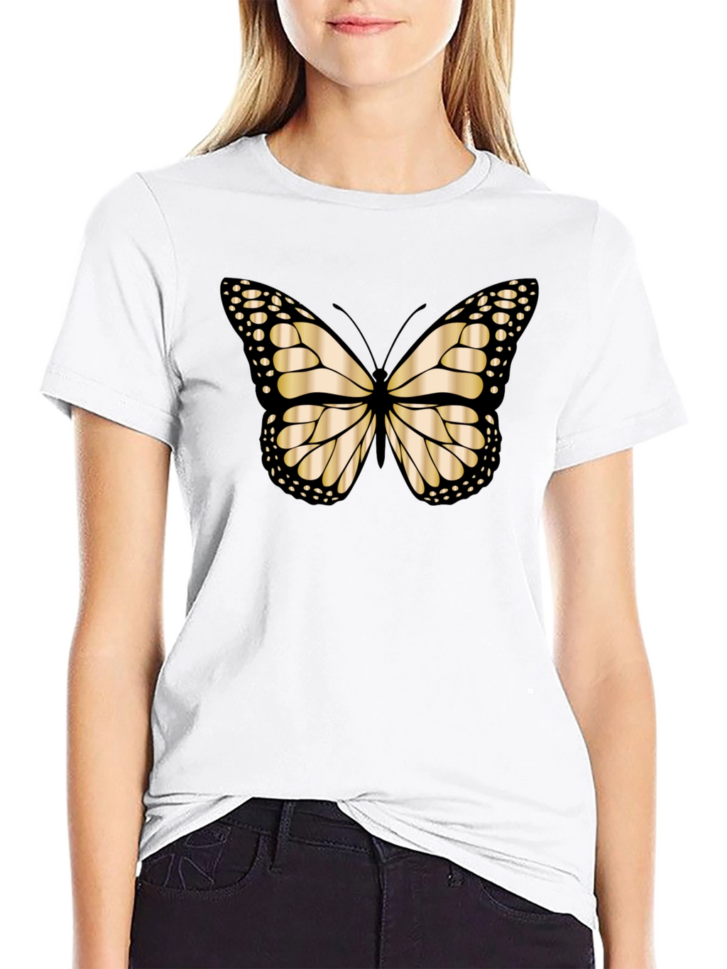 Butterfly Graphic Tee - Black Cotton Blend T-Shirt