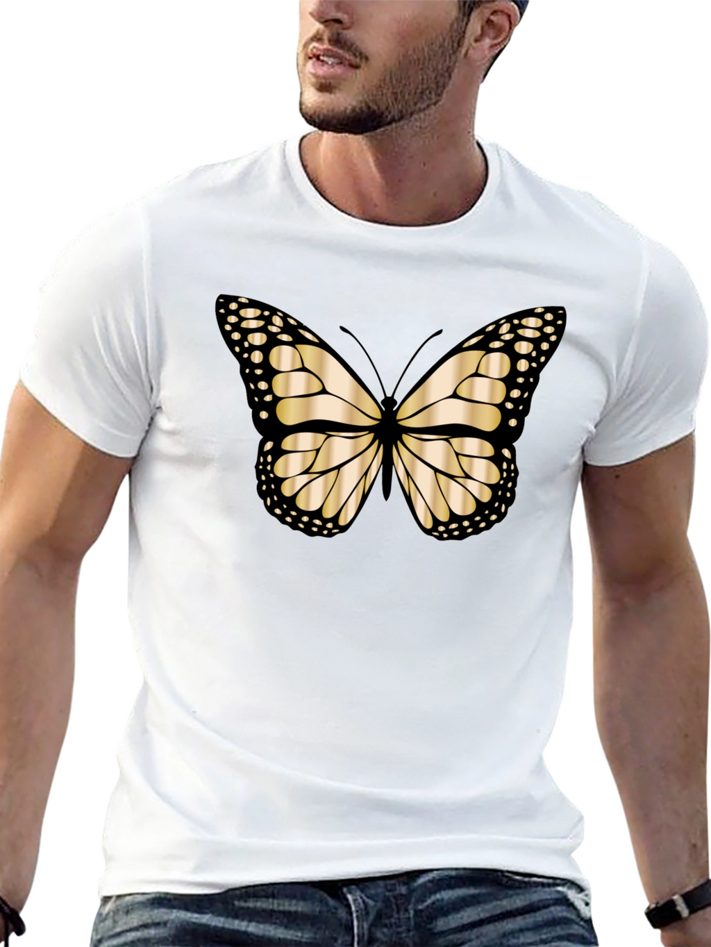 Butterfly Graphic Tee - Black Cotton Blend T-Shirt