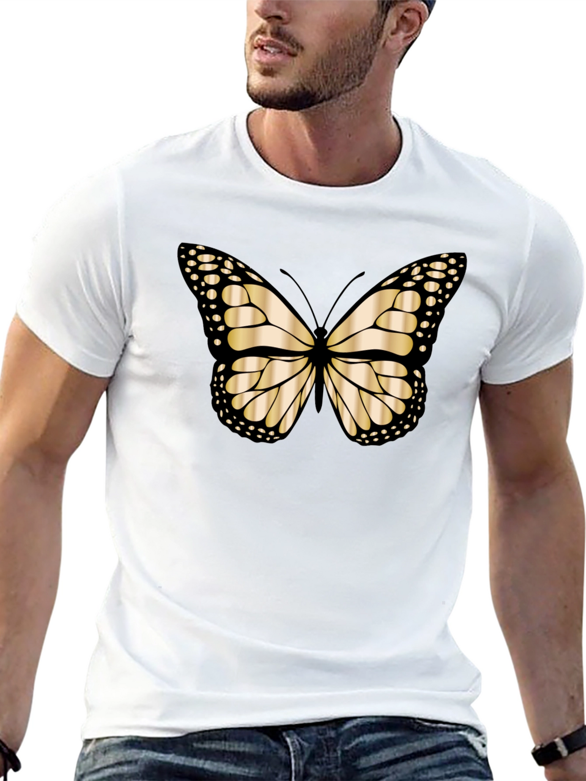 Butterfly Graphic Tee - Black Cotton Blend T-Shirt