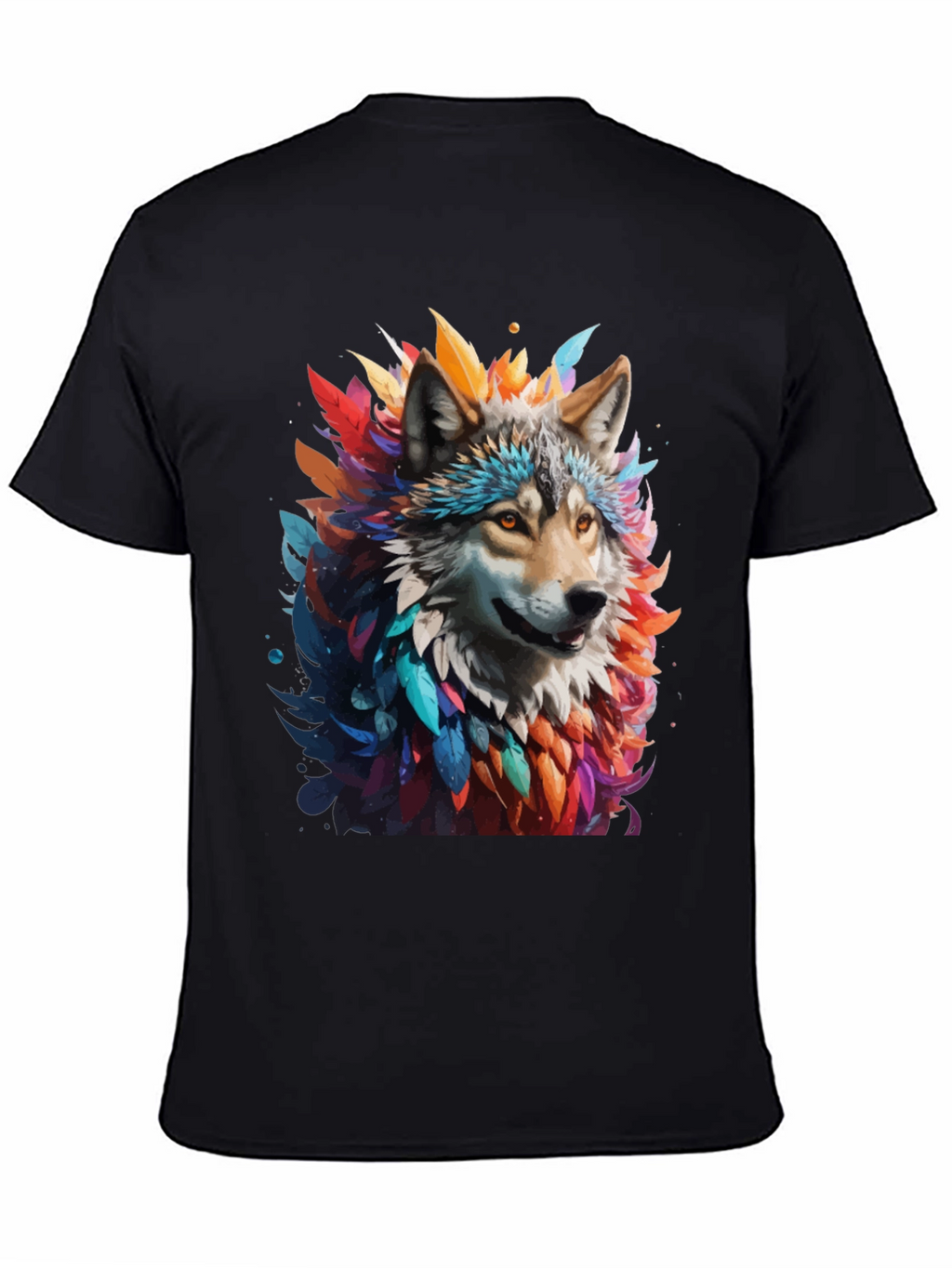 Wolf Feather Art Black T-Shirt