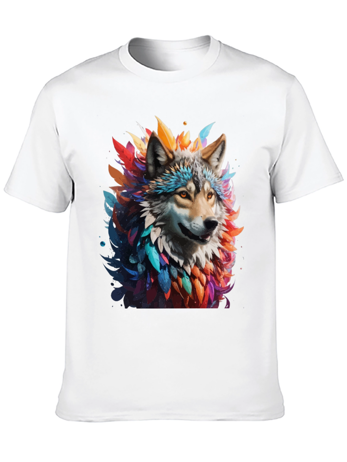 Wolf Feather Art Black T-Shirt