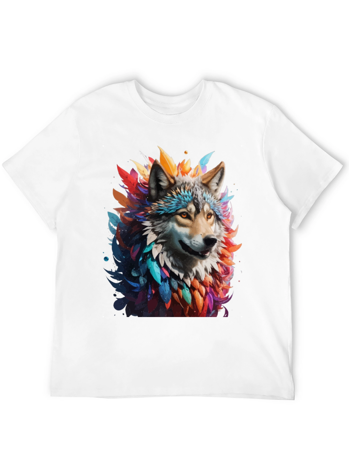 Wolf Feather Art Black T-Shirt