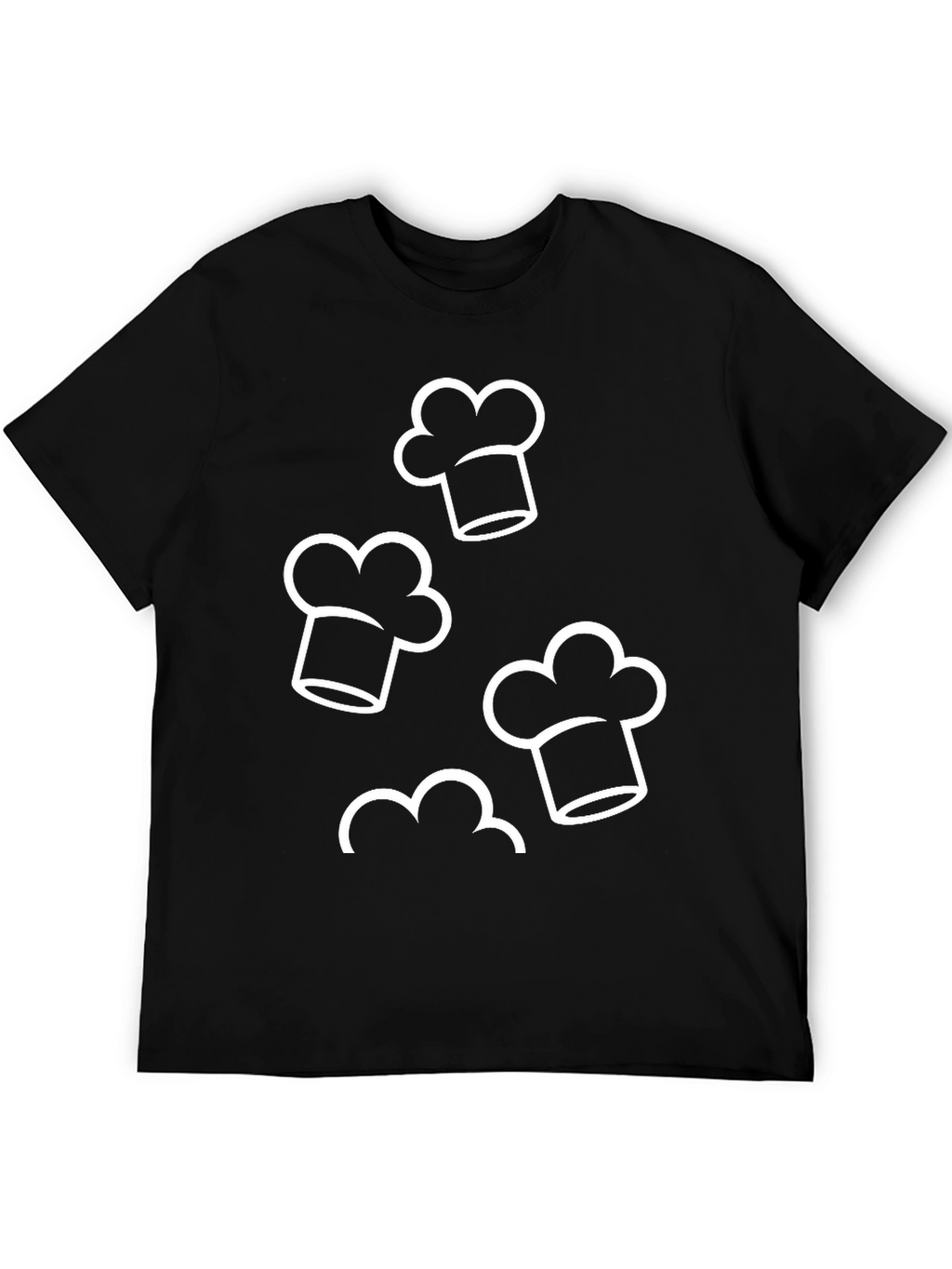 Chef Hat Pattern Black T-Shirt
