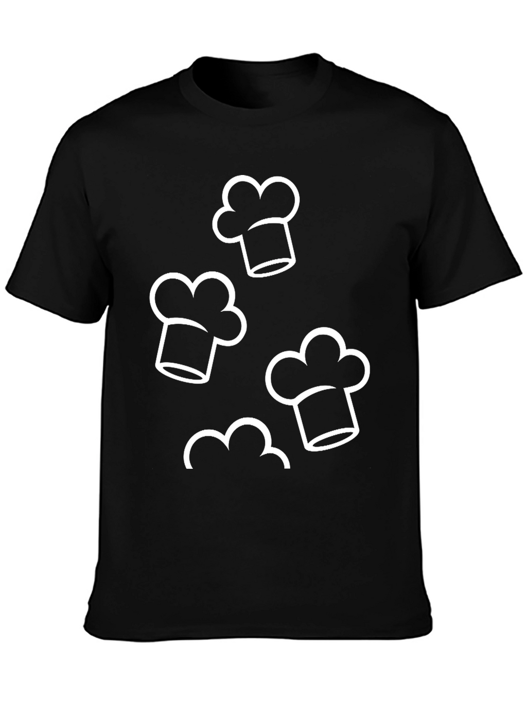 Chef Hat Pattern Black T-Shirt