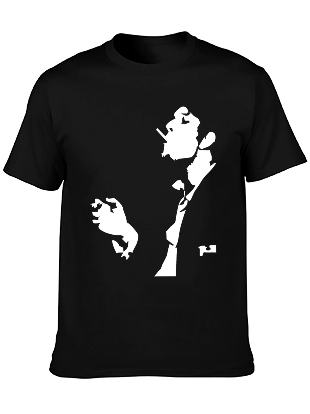 Silhouette Smoking Man Black Graphic Tee