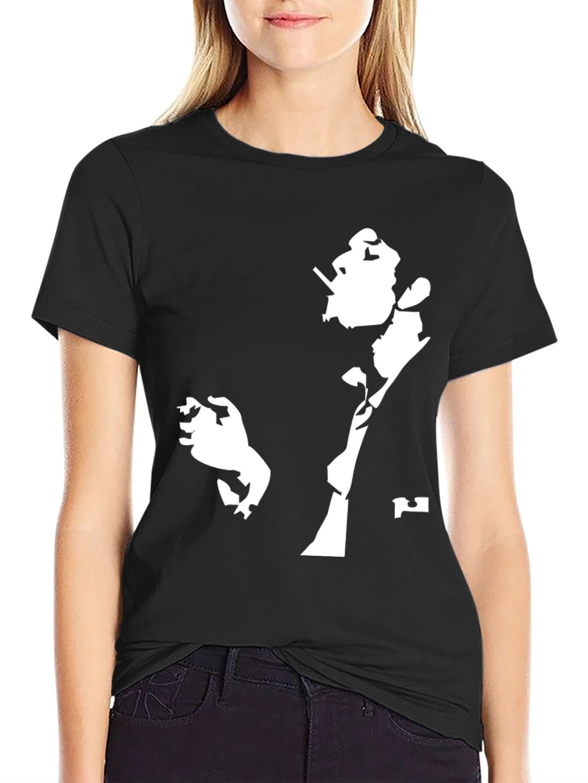 Silhouette Smoking Man Black Graphic Tee