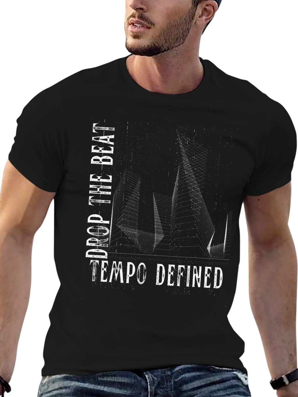 Drop the Beat Tempo Defined Black Graphic Tee