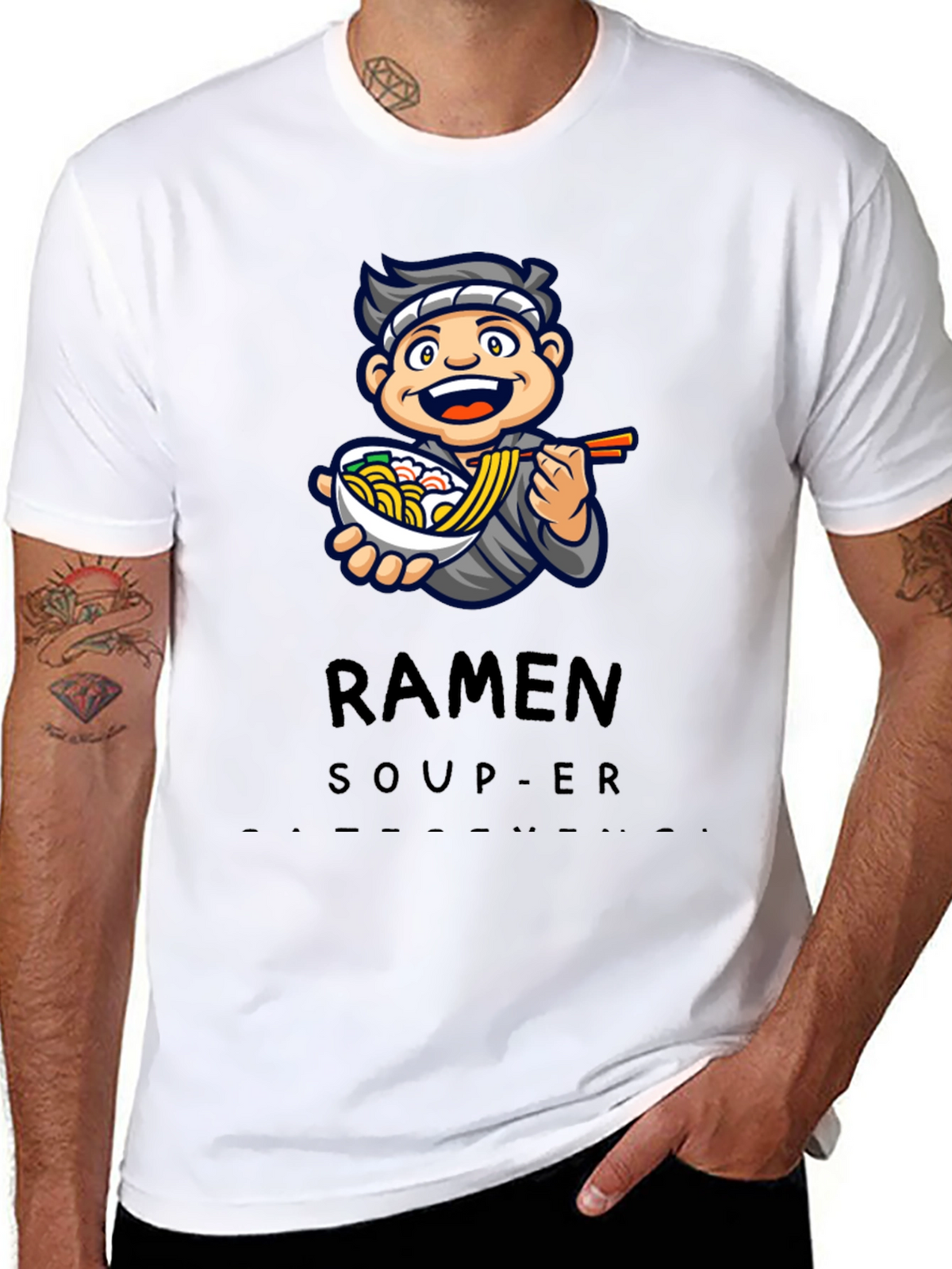Ramen Soup-er Cartoon Graphic T-Shirt