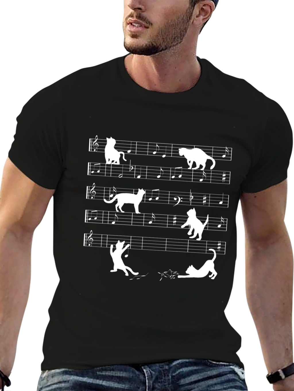 Musical Cats Black T-Shirt - Funny Graphic Tee