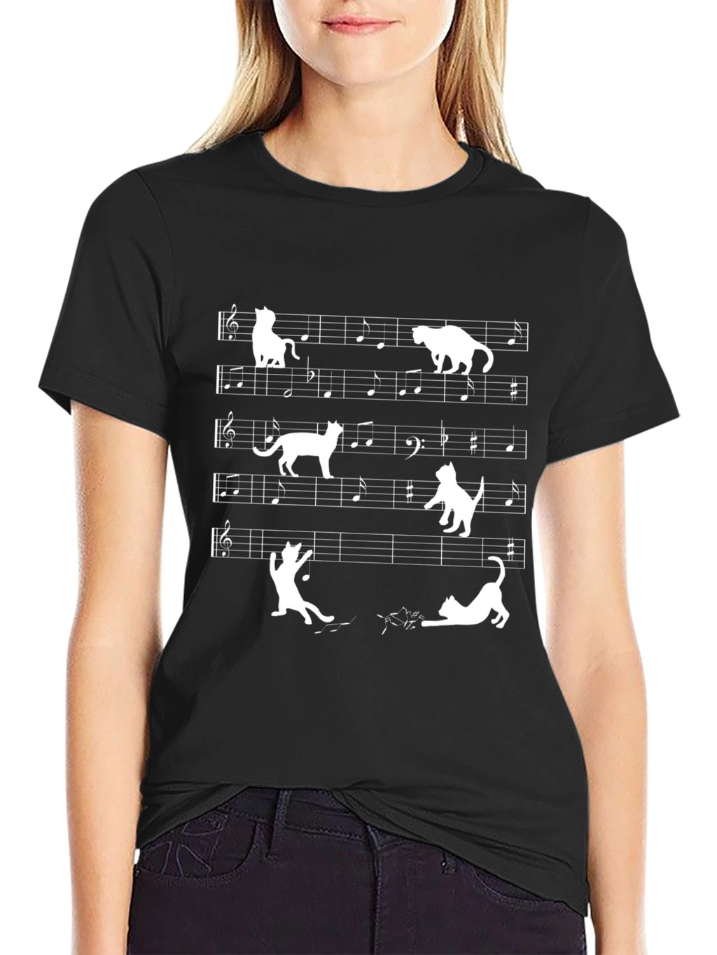 Musical Cats Black T-Shirt - Funny Graphic Tee