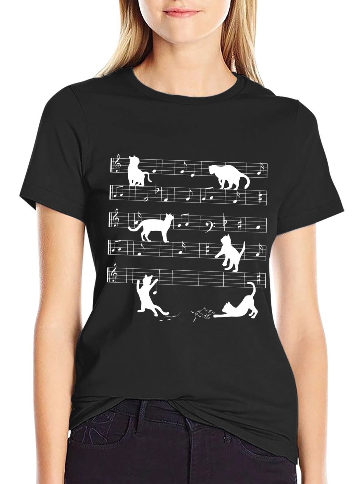 Musical Cats Black T-Shirt - Funny Graphic Tee
