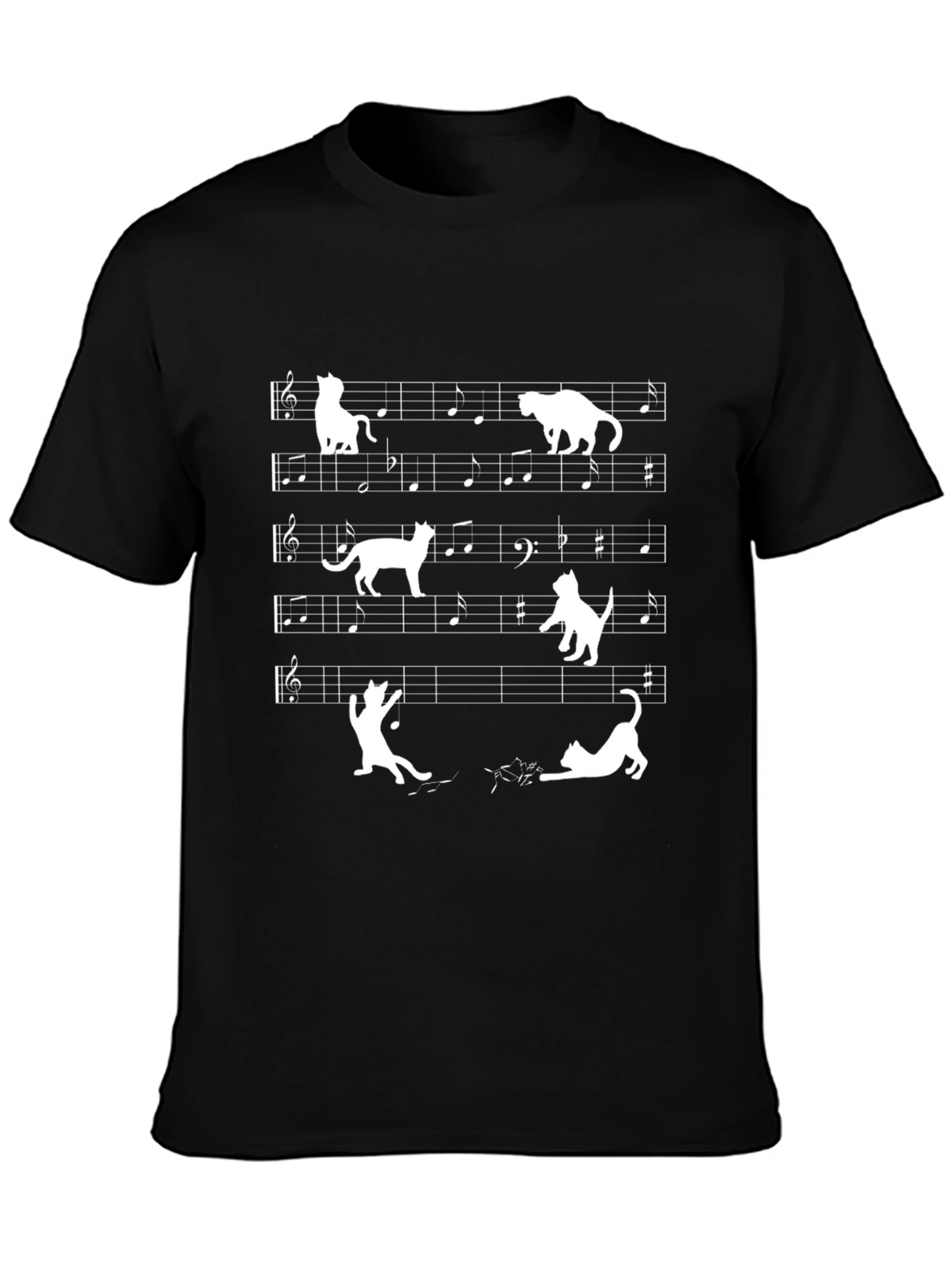 Musical Cats Black T-Shirt - Funny Graphic Tee