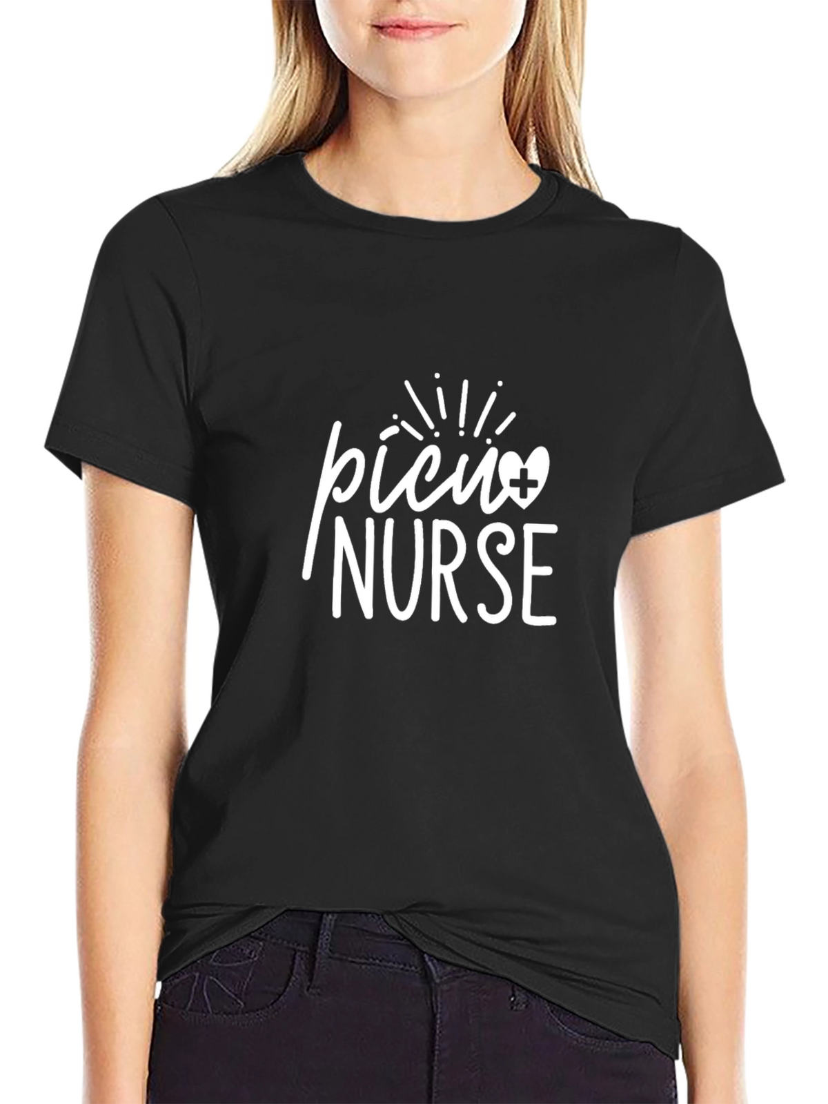 PICU Nurse Graphic Tee - Unisex Black Cotton T-Shirt