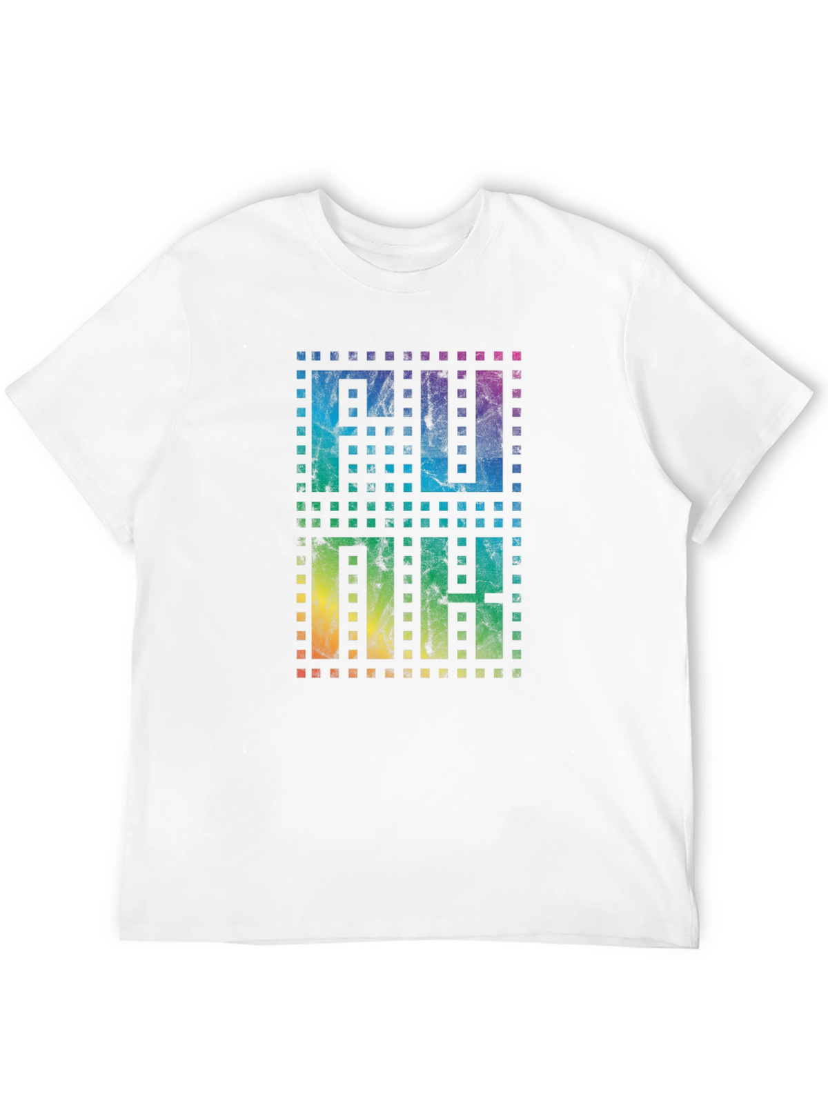 Retro Pixel Rainbow Text Black T-Shirt