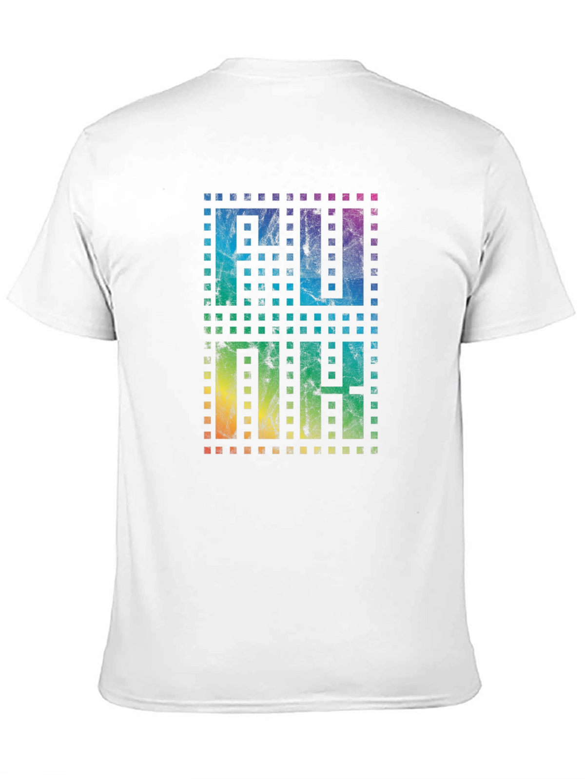 Retro Pixel Rainbow Text Black T-Shirt