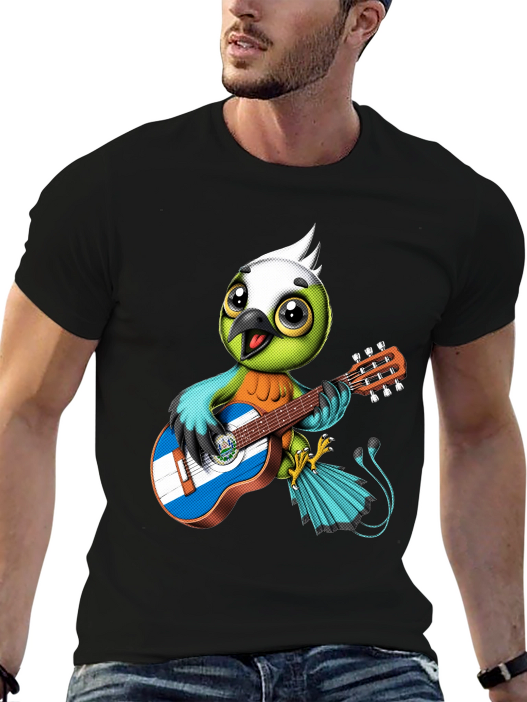 Bird Playing Guitar Graphic Tee
