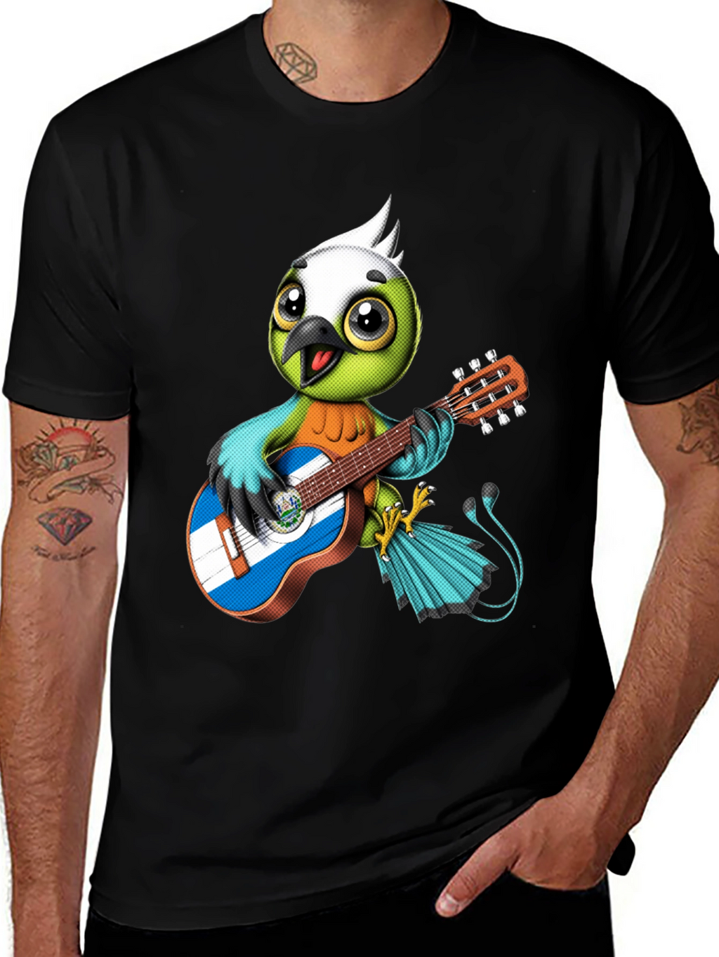 Bird Playing Guitar Graphic Tee