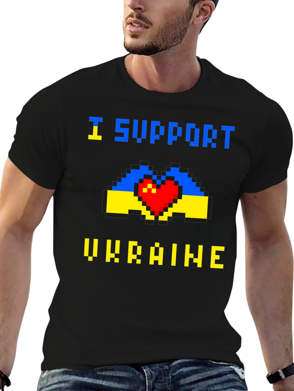 I Support Ukraine Pixel Art T-Shirt