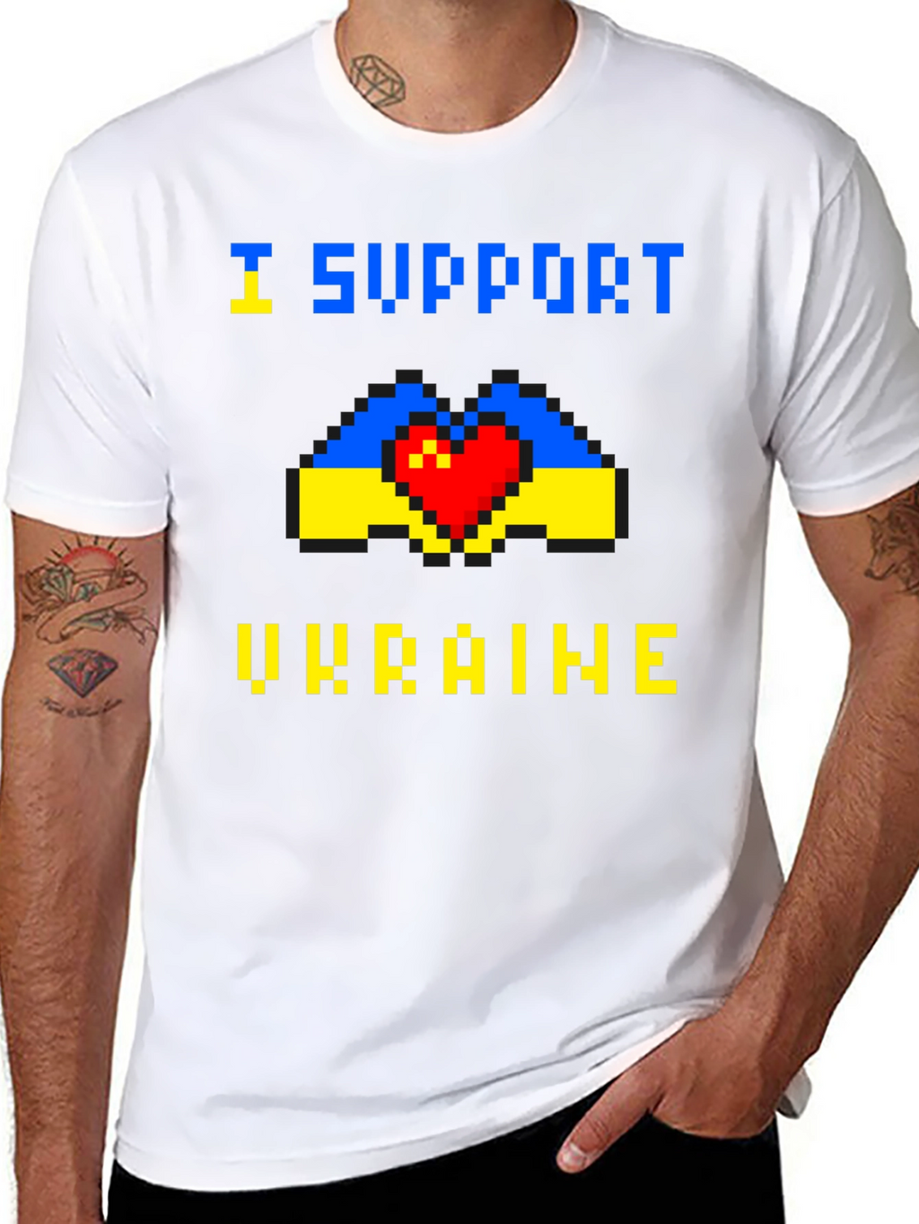 I Support Ukraine Pixel Art T-Shirt