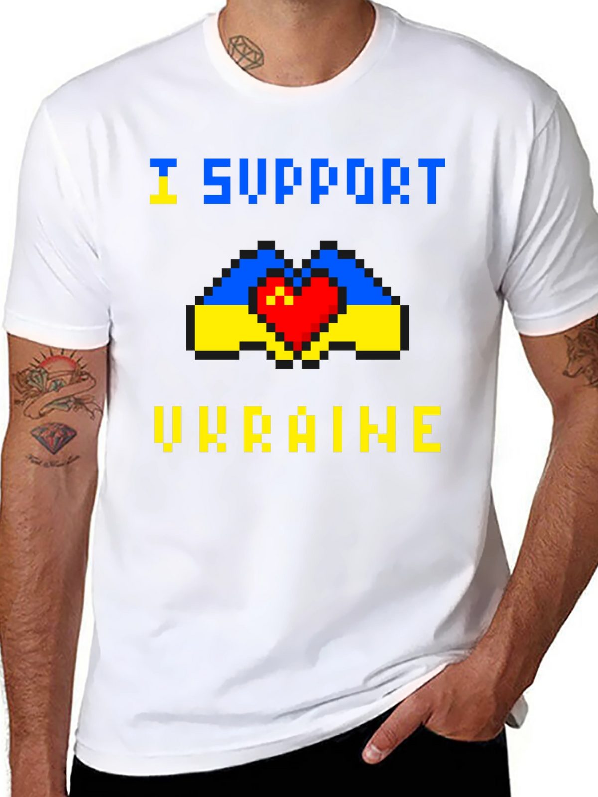 I Support Ukraine Pixel Art T-Shirt