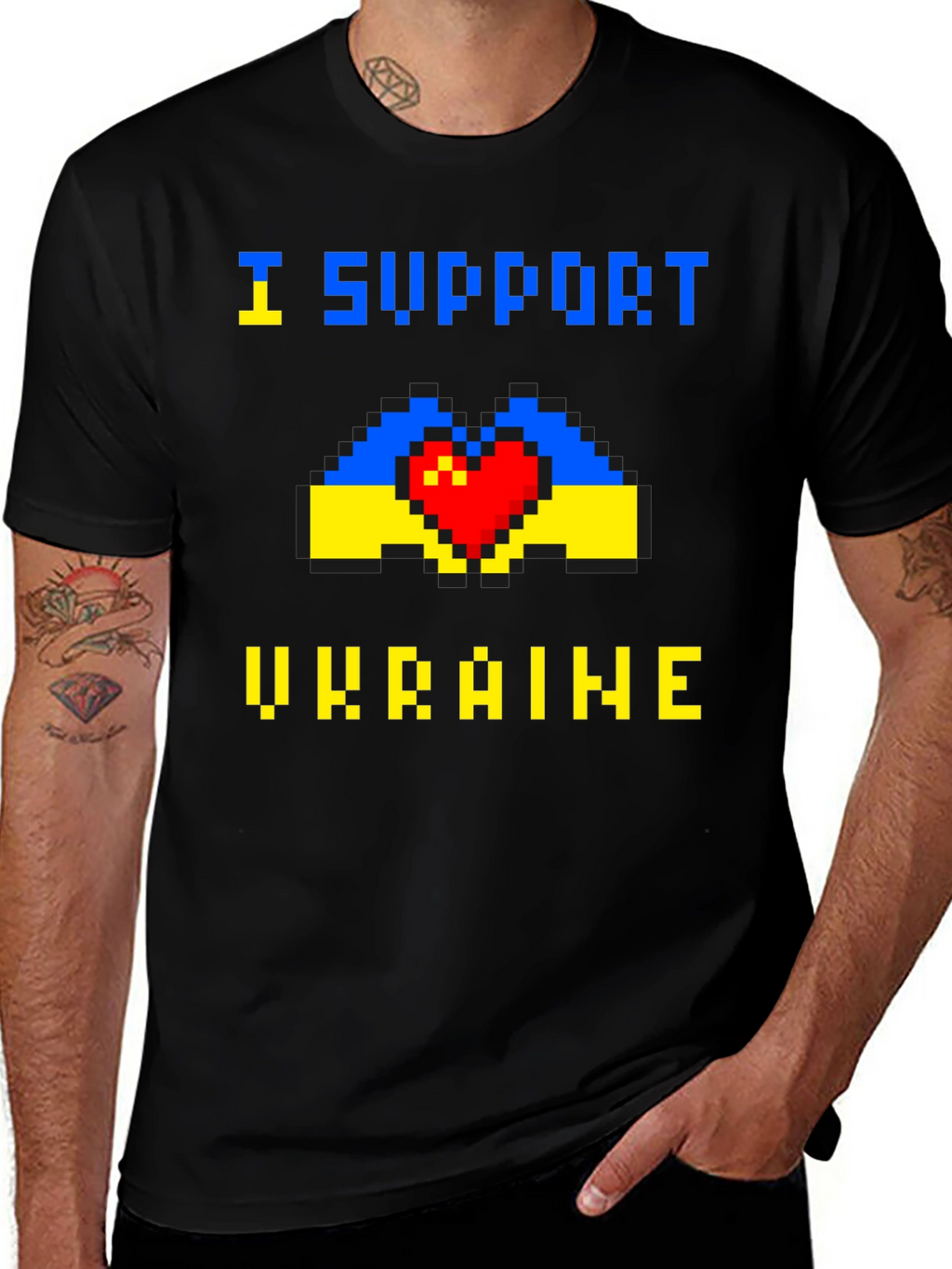 I Support Ukraine Pixel Art T-Shirt