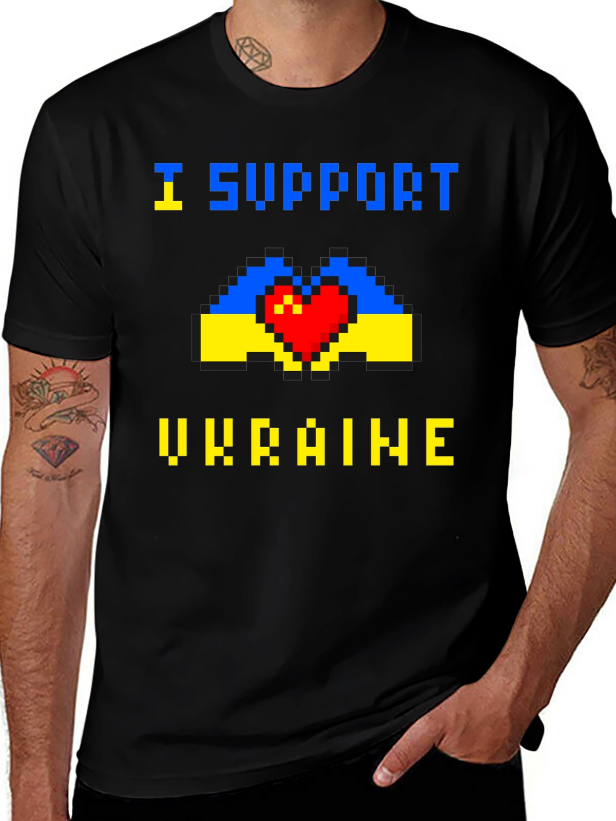 I Support Ukraine Pixel Art T-Shirt