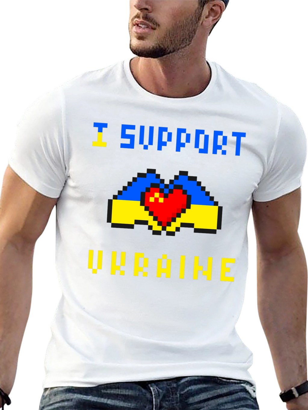 I Support Ukraine Pixel Art T-Shirt
