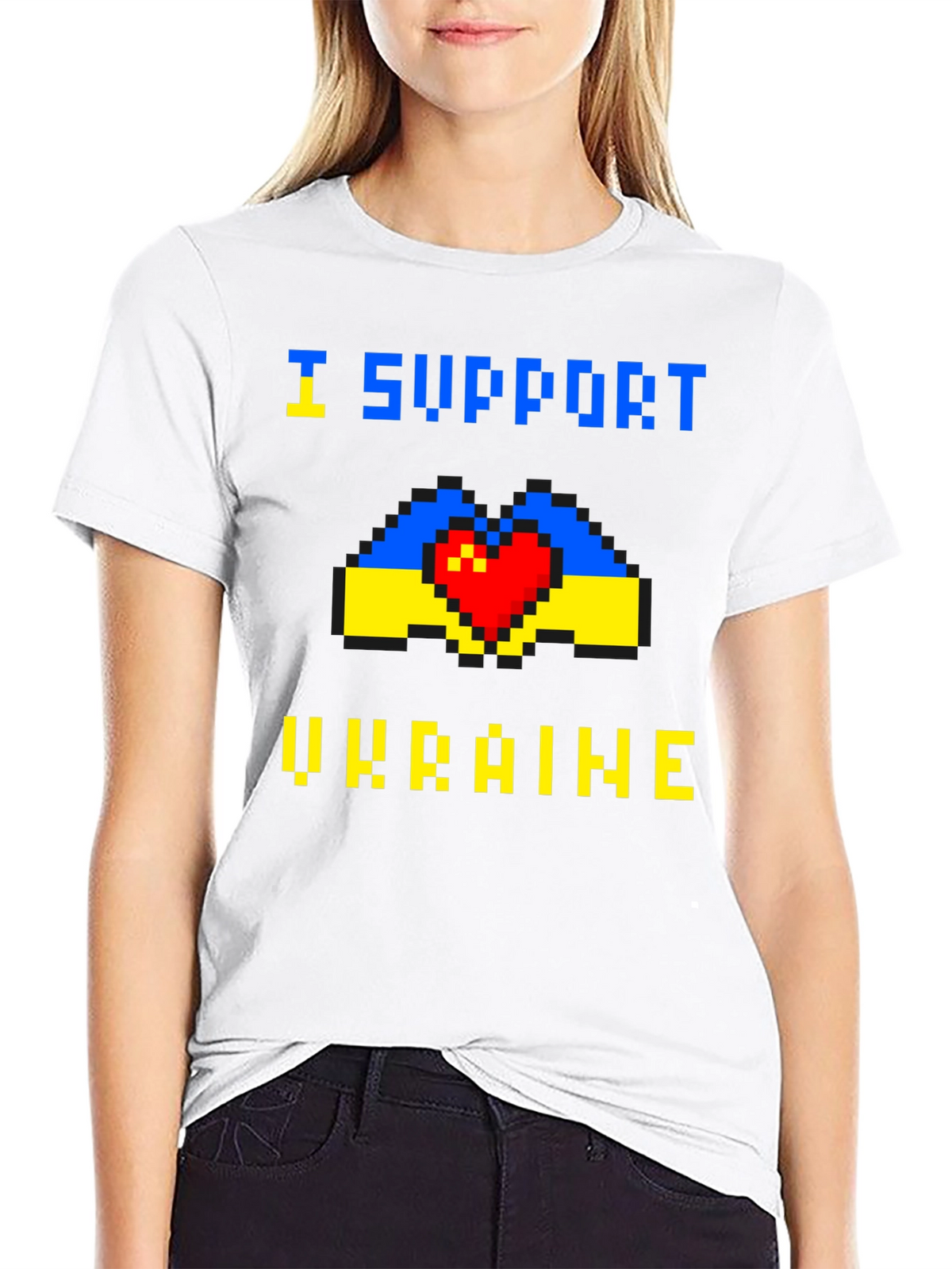 I Support Ukraine Pixel Art T-Shirt