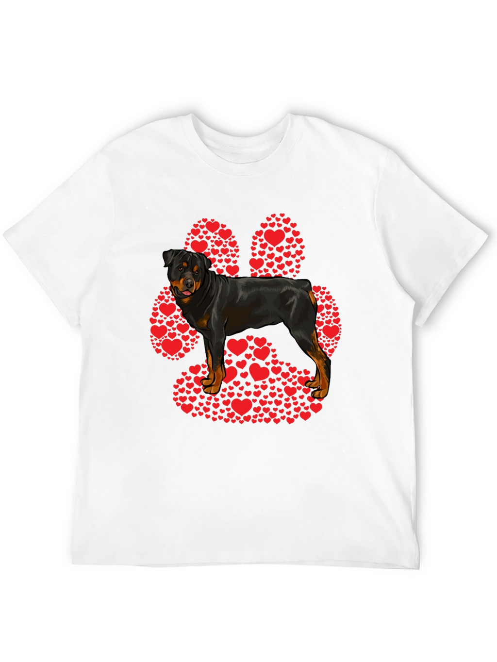 Rottweiler Paw Print Heart T-Shirt - Dog Lover Tee