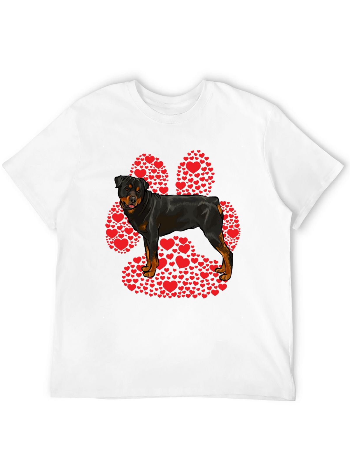 Rottweiler Paw Print Heart T-Shirt - Dog Lover Tee