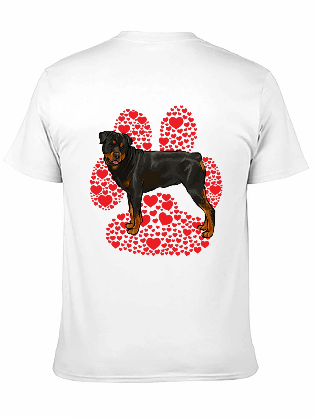 Rottweiler Paw Print Heart T-Shirt - Dog Lover Tee