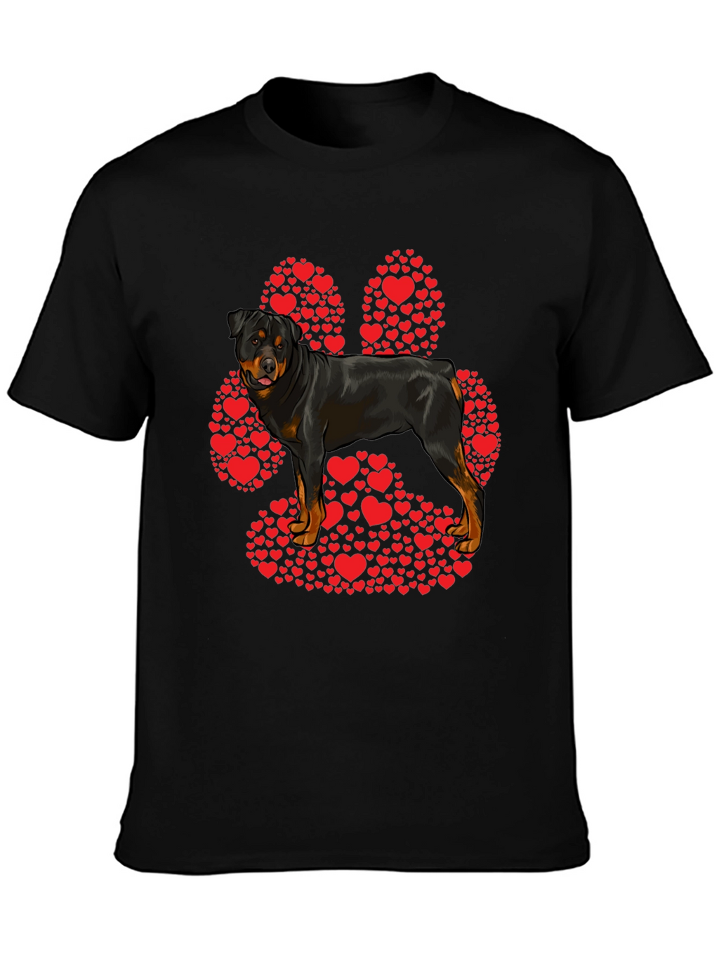 Rottweiler Paw Print Heart T-Shirt - Dog Lover Tee