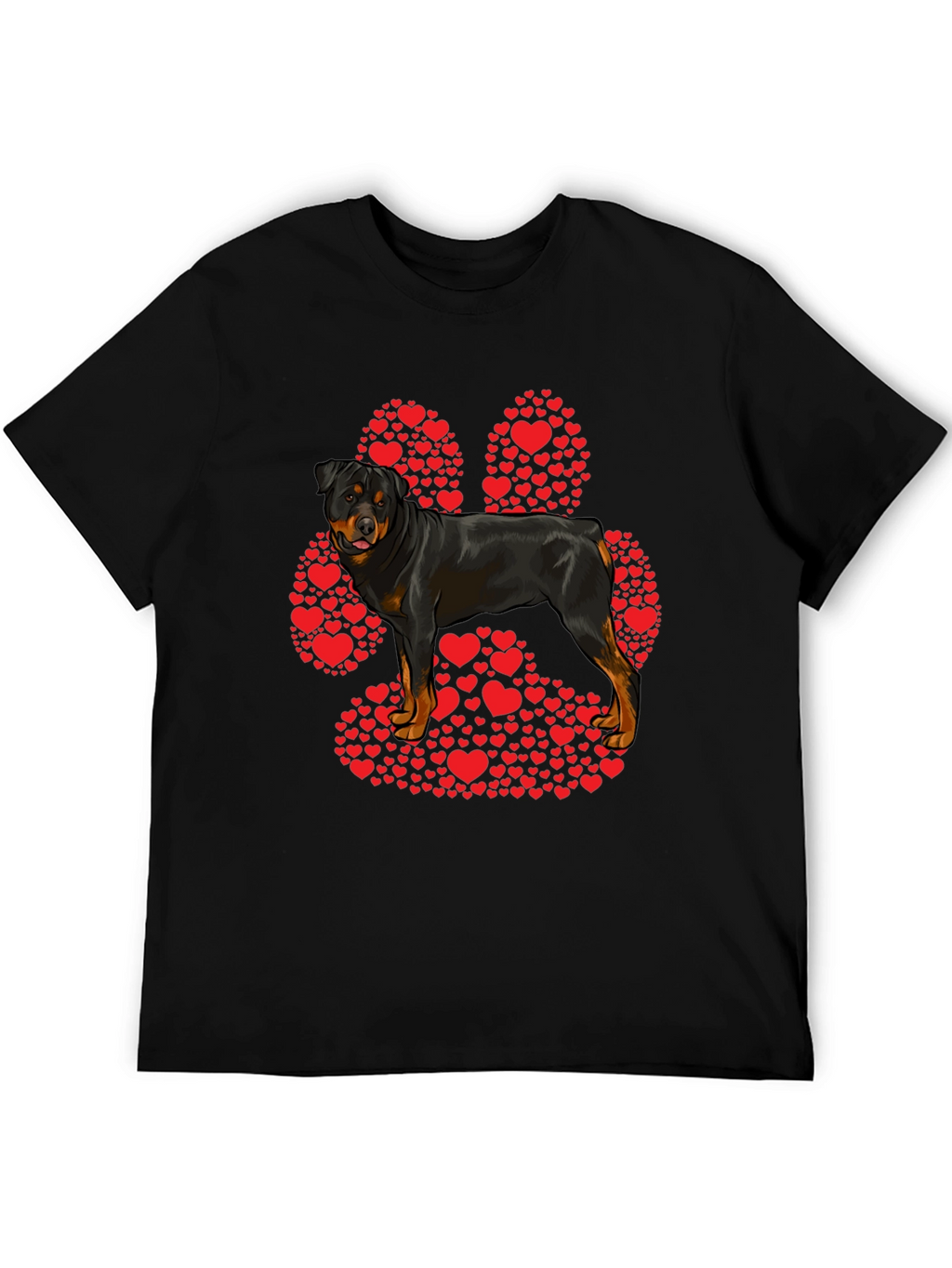 Rottweiler Paw Print Heart T-Shirt - Dog Lover Tee