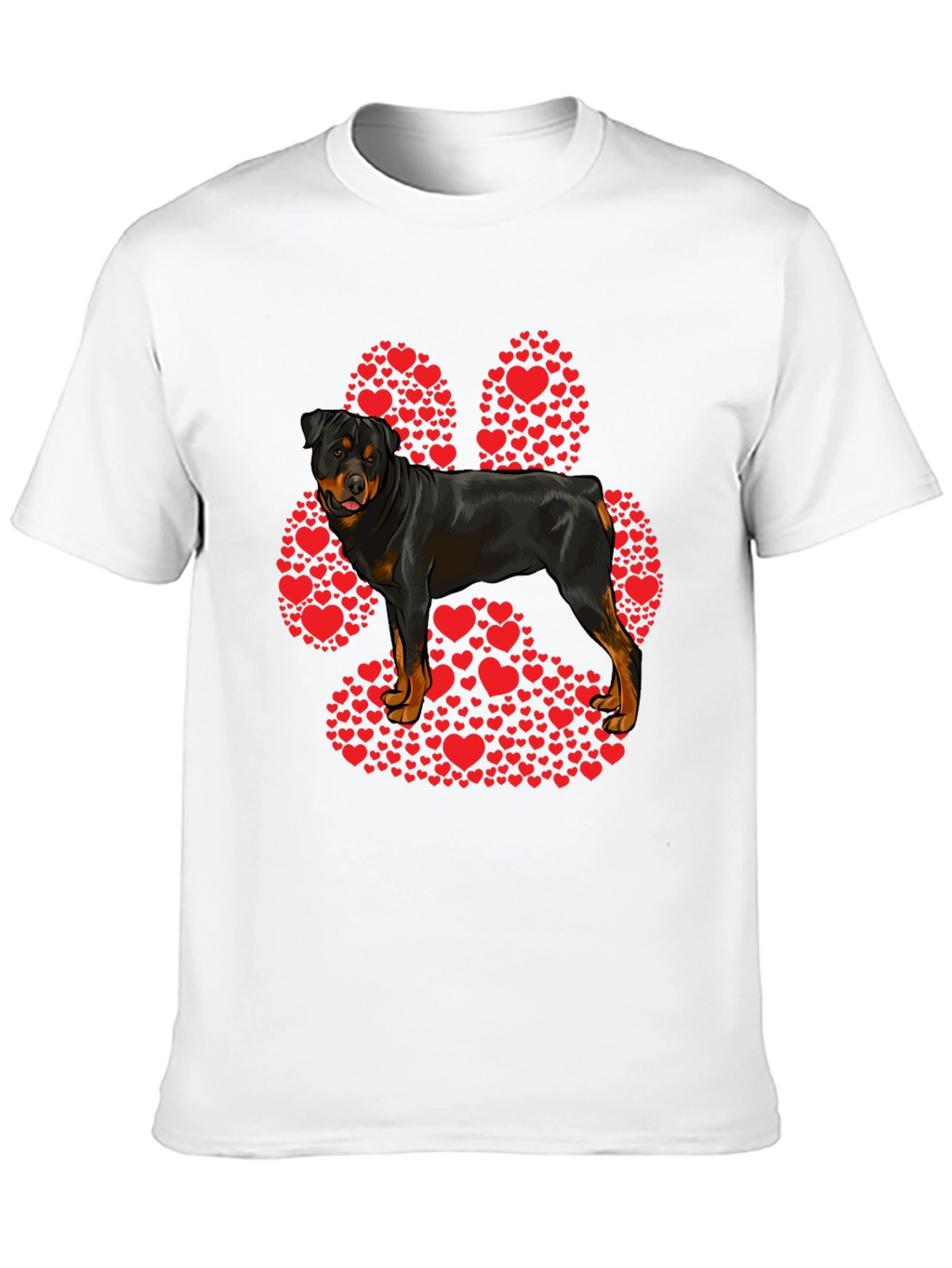 Rottweiler Paw Print Heart T-Shirt - Dog Lover Tee