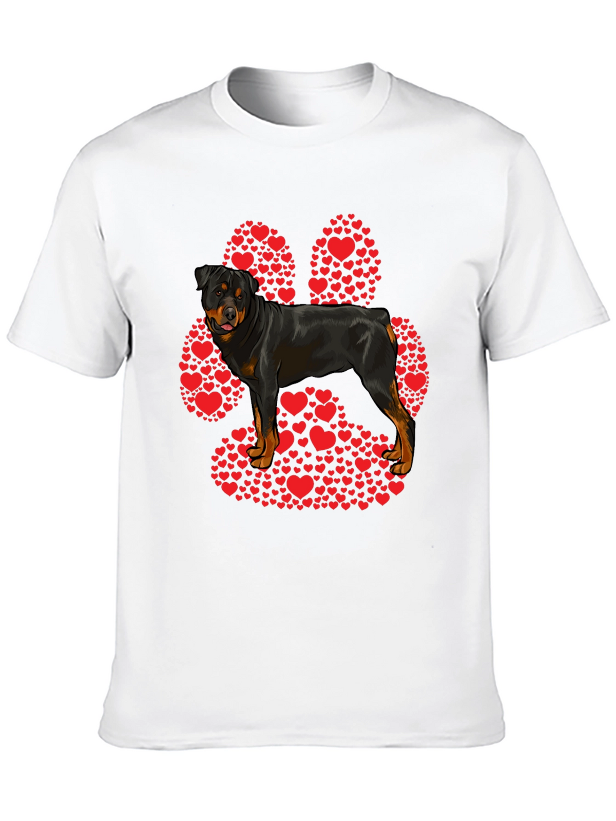 Rottweiler Paw Print Heart T-Shirt - Dog Lover Tee