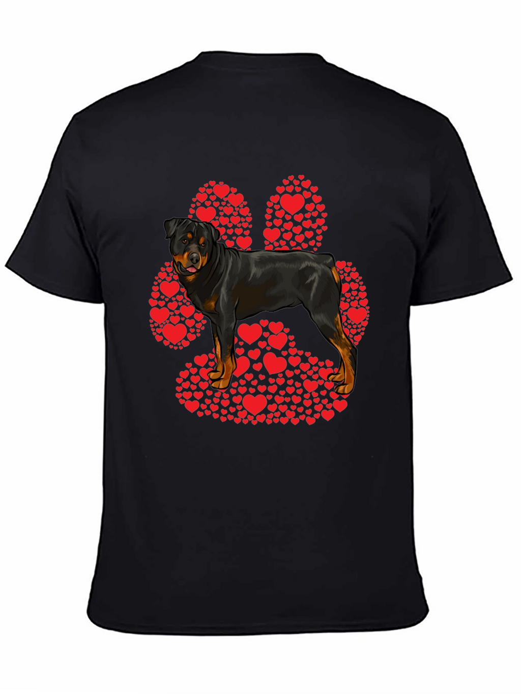 Rottweiler Paw Print Heart T-Shirt - Dog Lover Tee