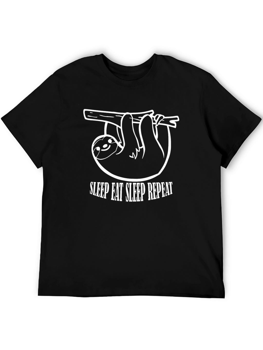 Sleep Eat Repeat Sloth Graphic Tee - Black