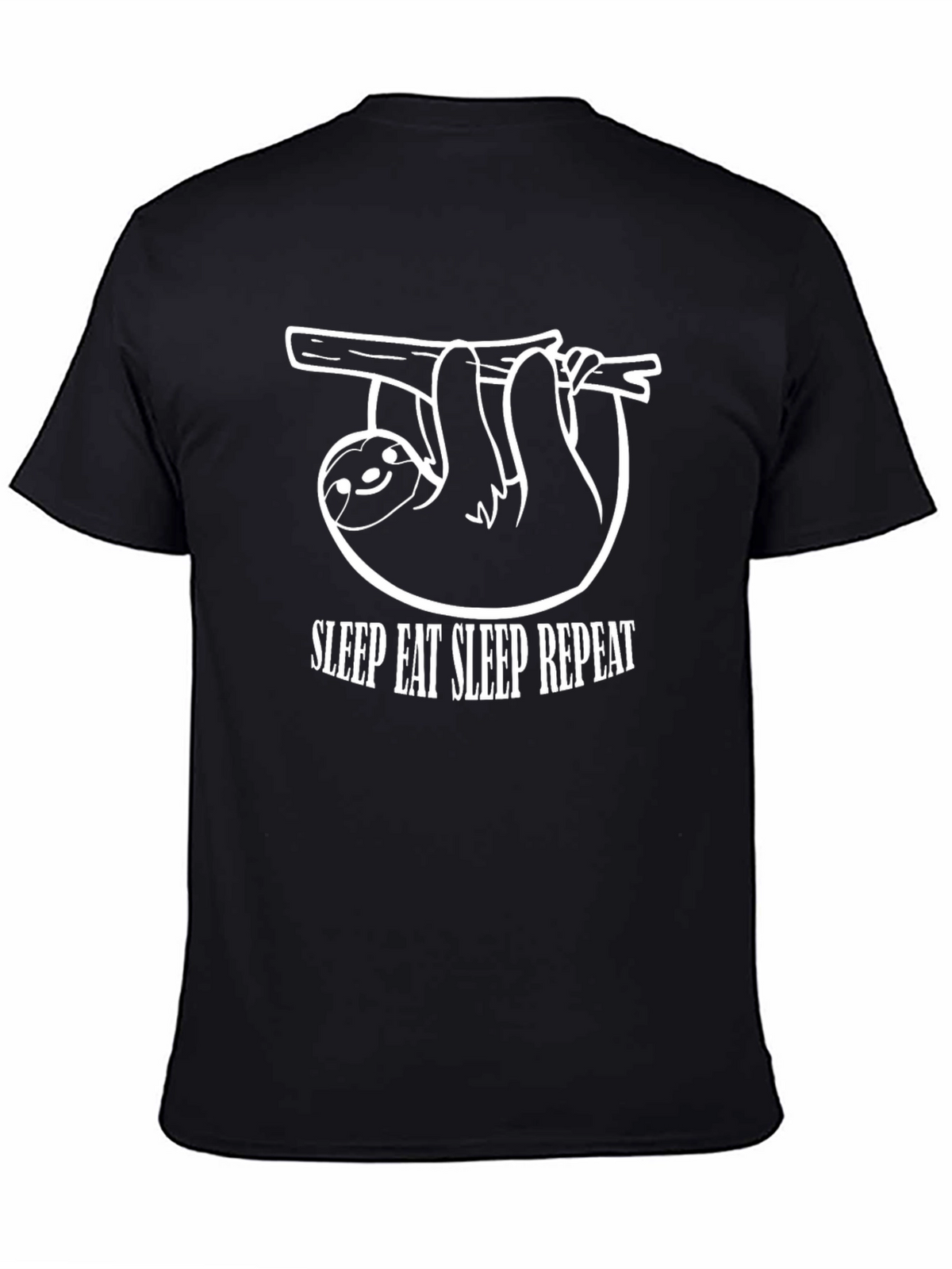 Sleep Eat Repeat Sloth Graphic Tee - Black