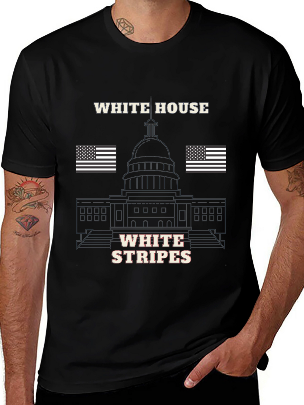 White House Stripes Graphic T-Shirt