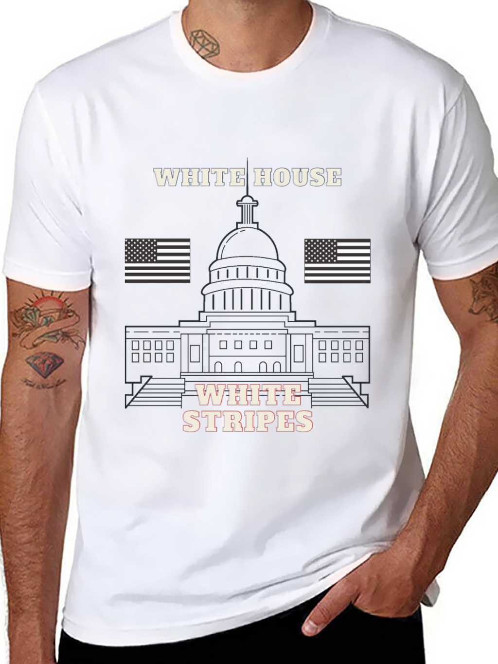 White House Stripes Graphic T-Shirt