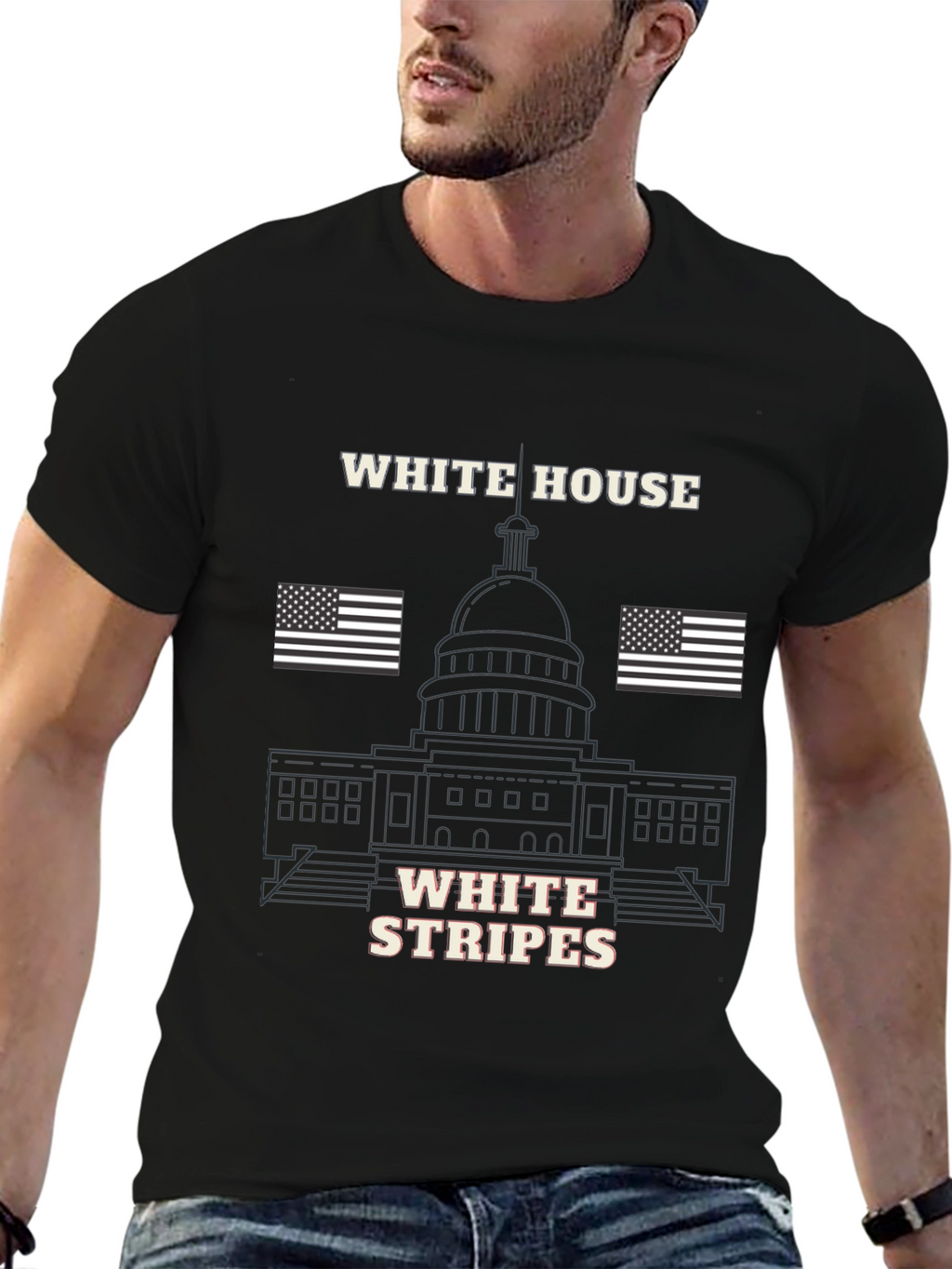 White House Stripes Graphic T-Shirt