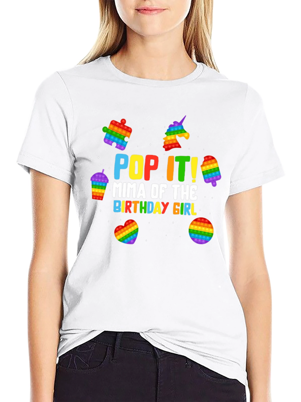 Pop It Mima Birthday Girl Black T-Shirt