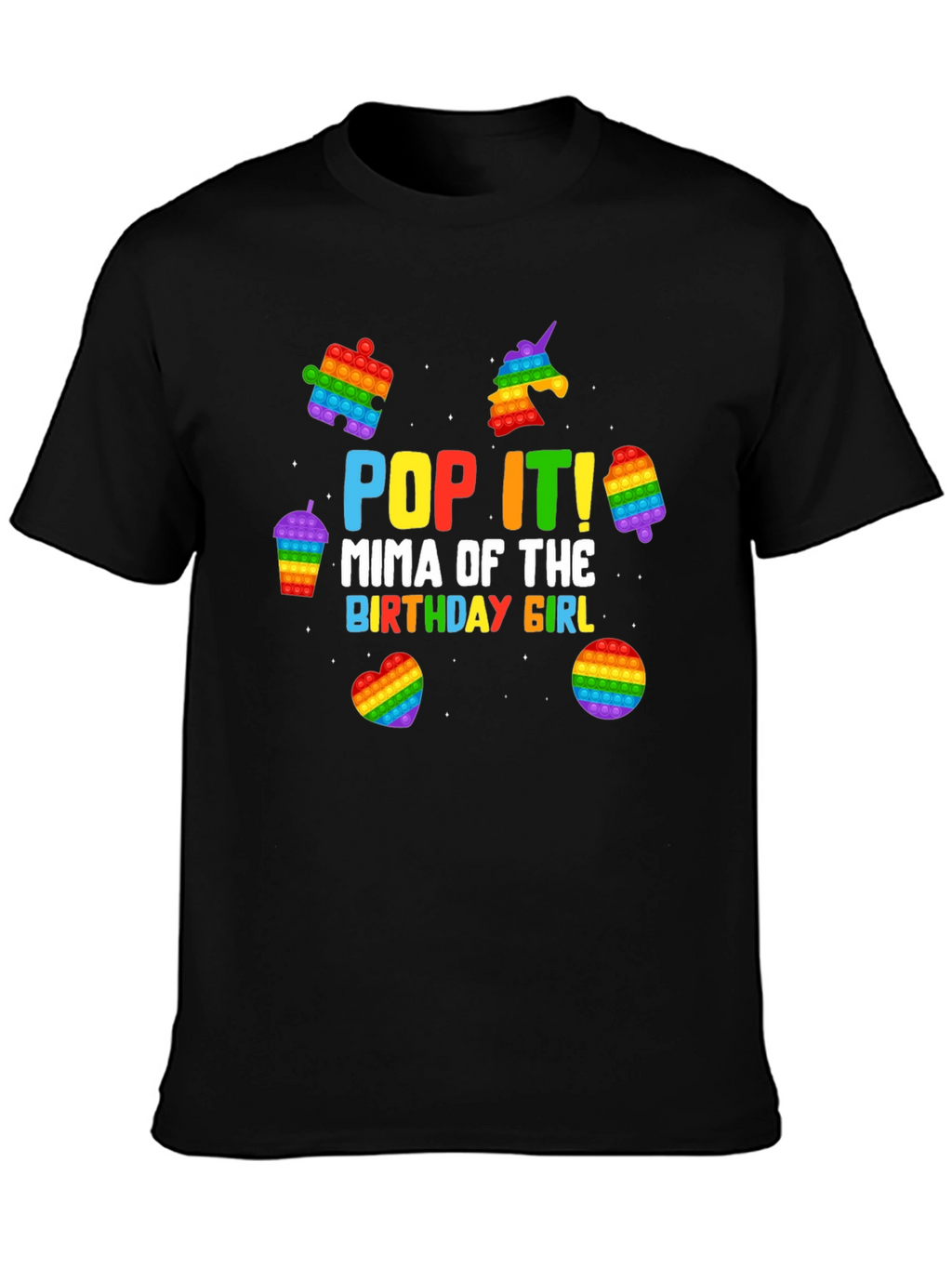 Pop It Mima Birthday Girl Black T-Shirt