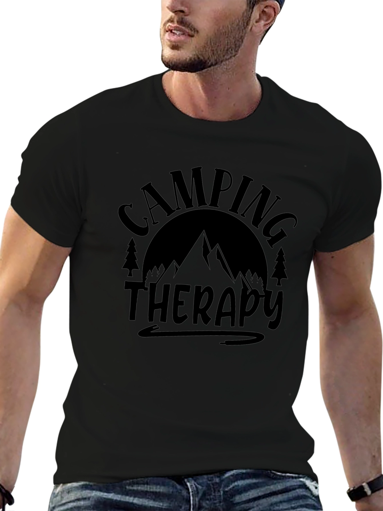 Camping Therapy Black Graphic Tee